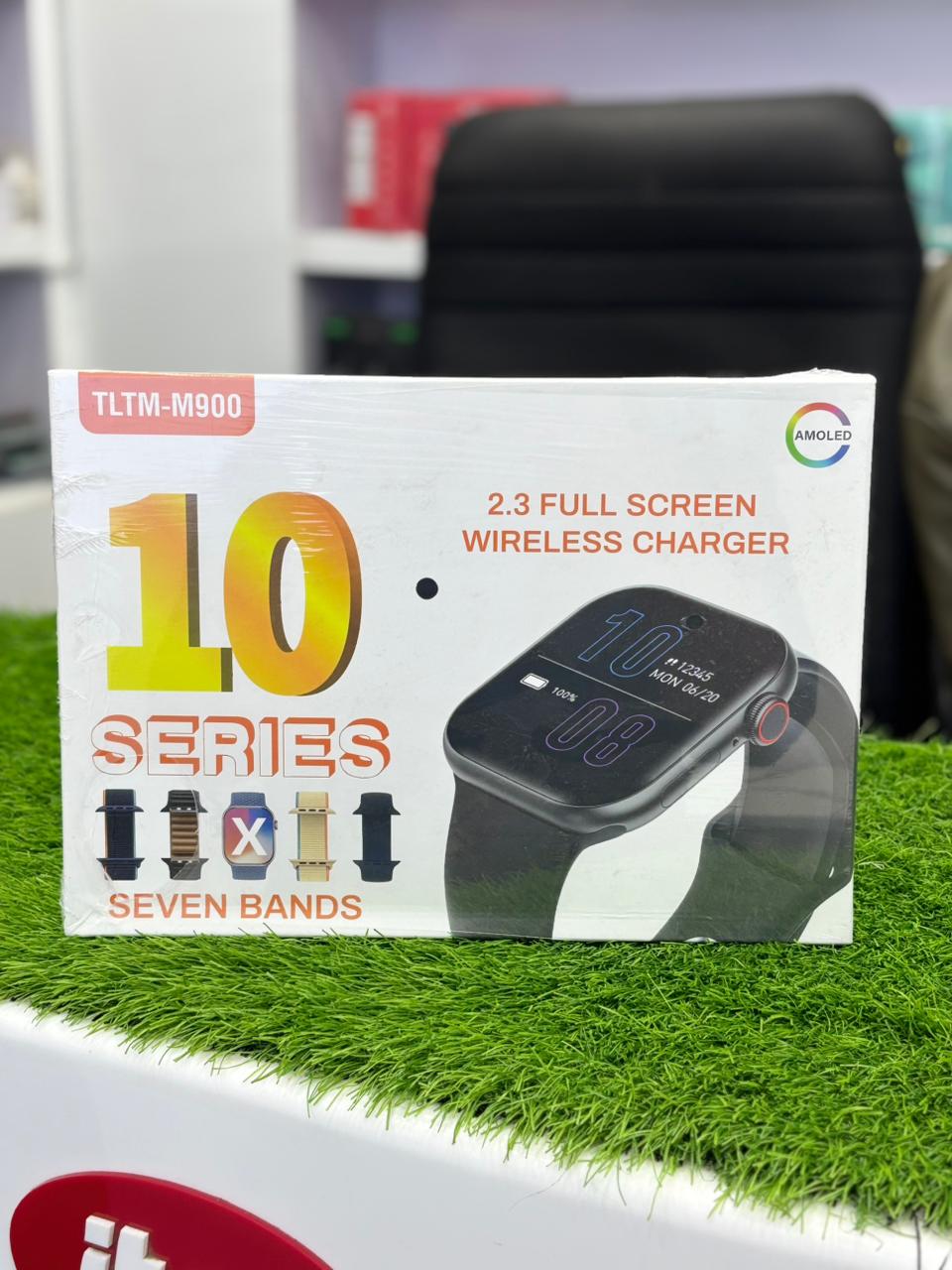 TLTM-M900 10 Series Smart Watch – 2.3" Full Screen AMOLED with Wireless Charging & 7 Designer Bands