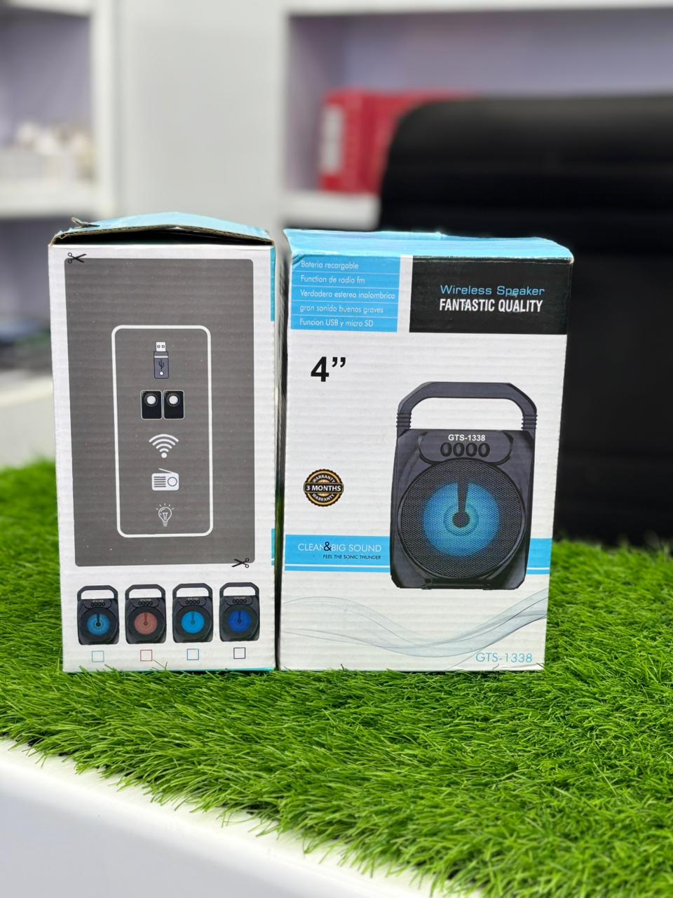 GTS-1338 Portable 4" Wireless Bluetooth Party Speaker with RGB LED Lights